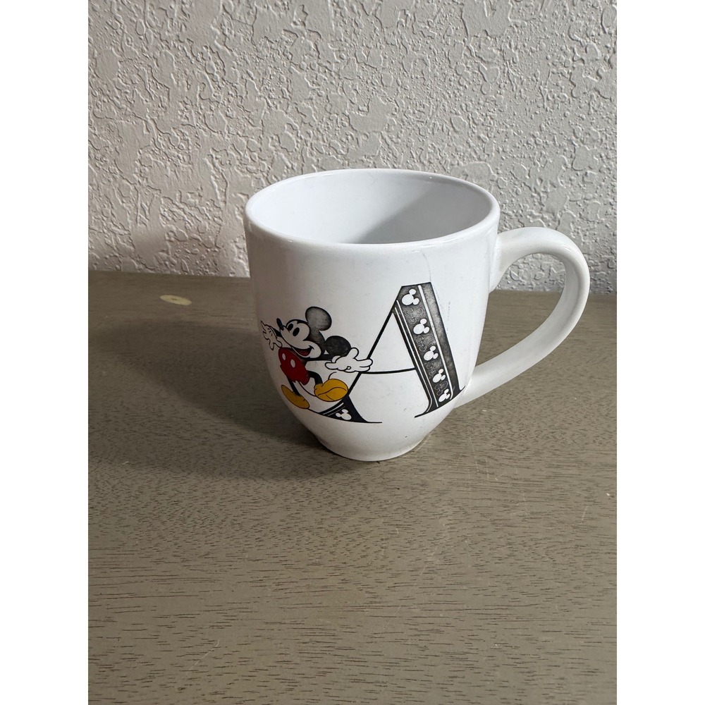 Disney Mickey Mouse Monogram Letter A Coffee Mug White Ceramic 4.5 Inch